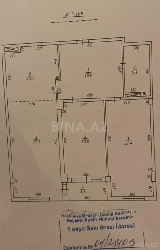 Satılır 3 otaqlı mənzil 121 m²