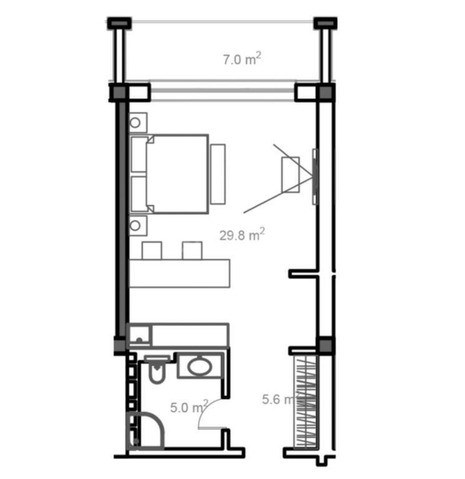 Satılır 1 otaqlı mənzil 57 m²