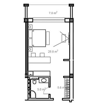 Satılır 1 otaqlı mənzil 57 m²