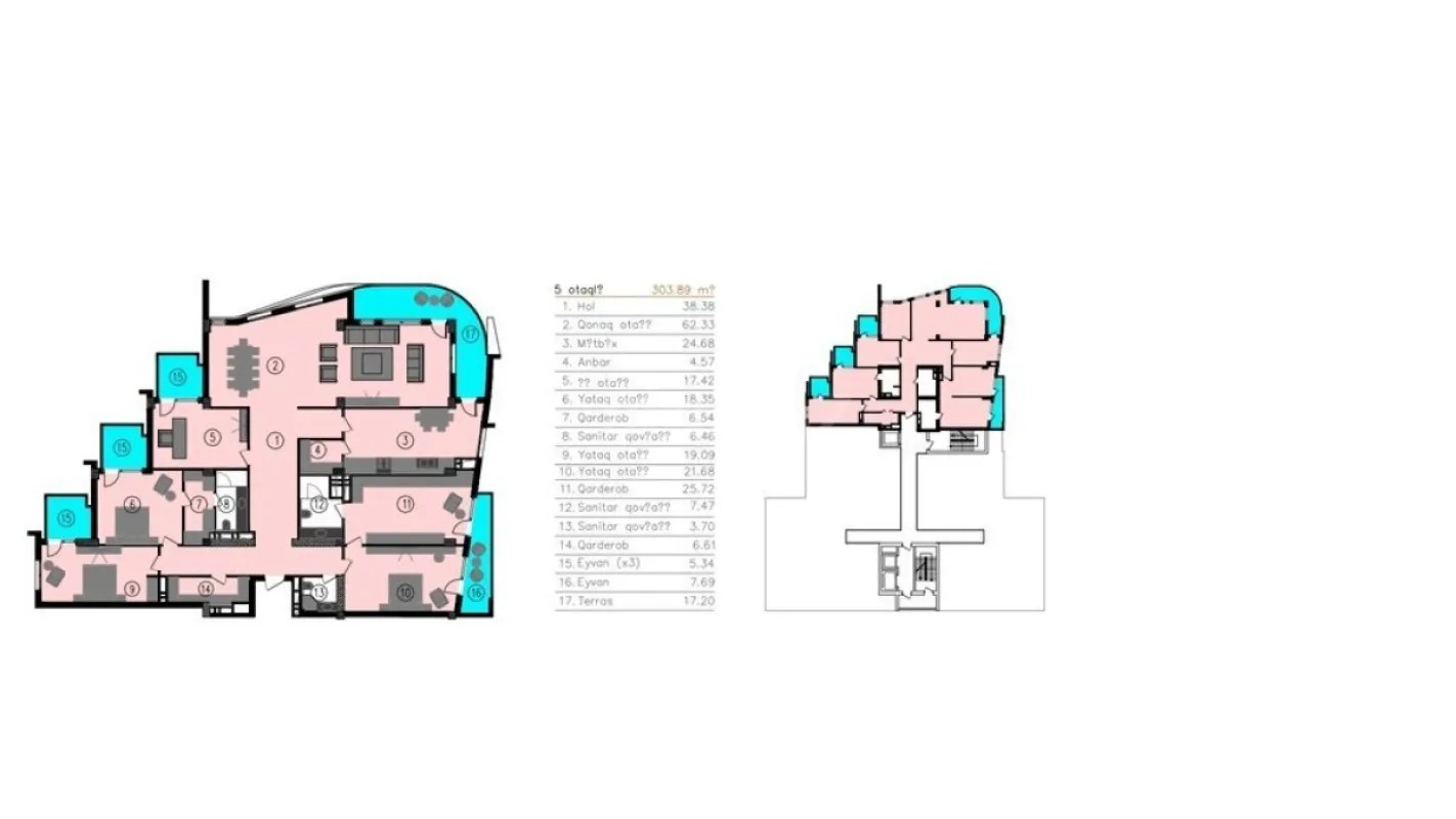 Satılır 5 otaqlı mənzil 303.8 m²