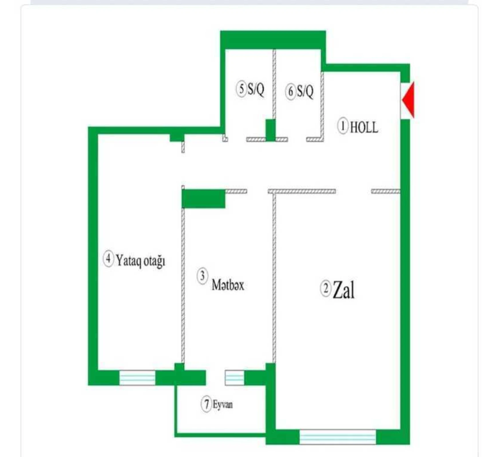 Satılır 2 otaqlı mənzil 114 m²