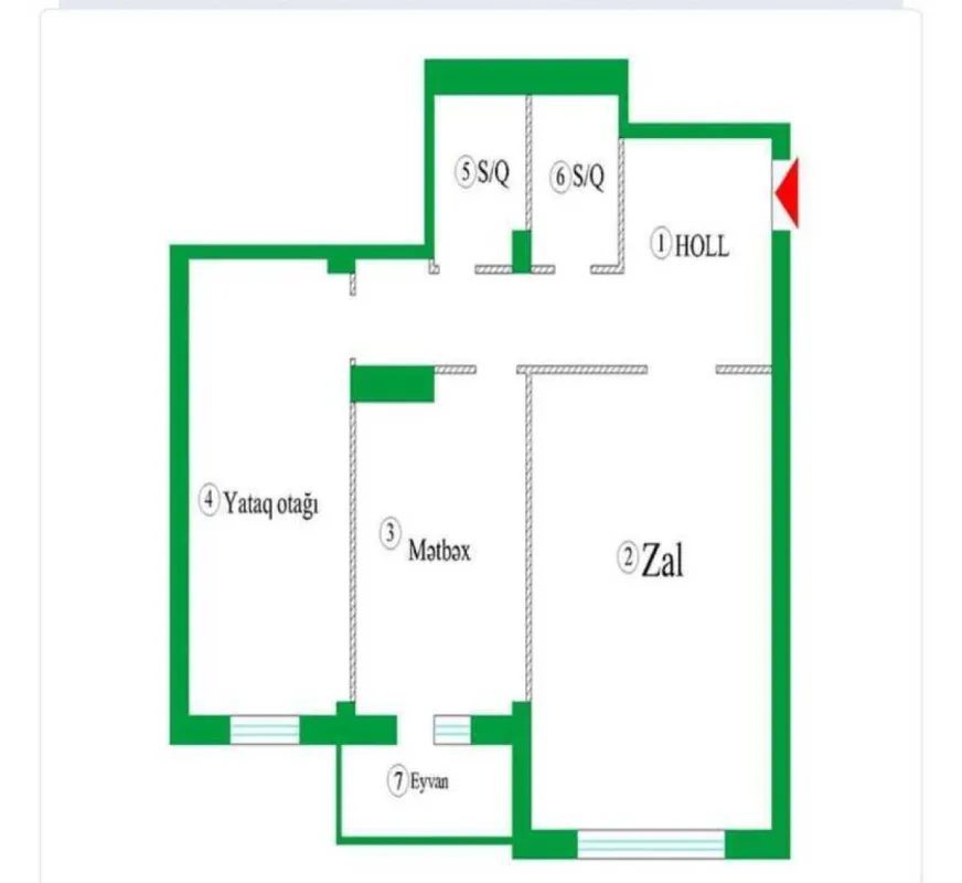 Satılır 2 otaqlı mənzil 114 m²