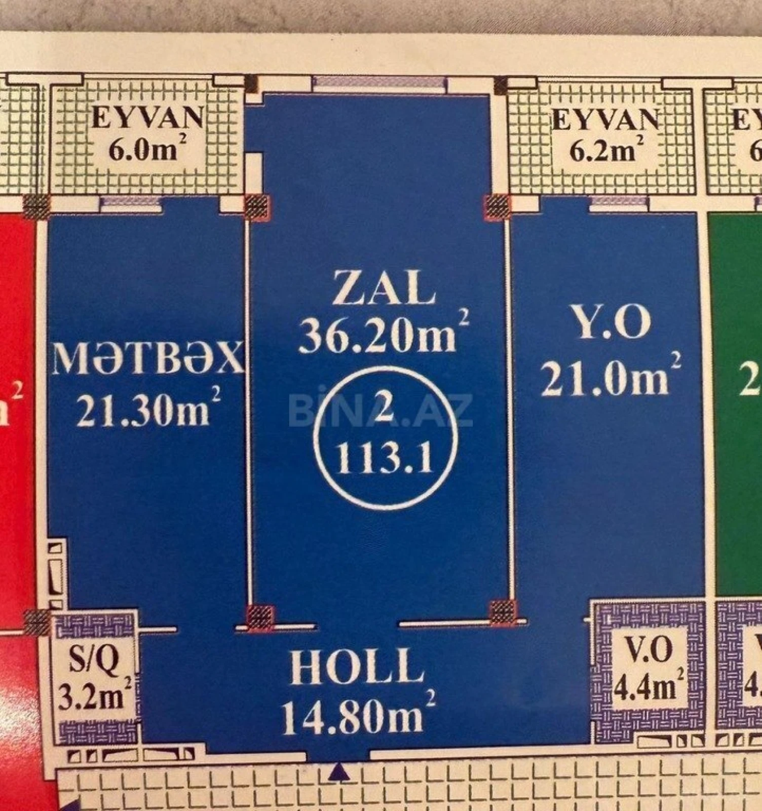 Satılır 3 otaqlı mənzil 113.1 m²