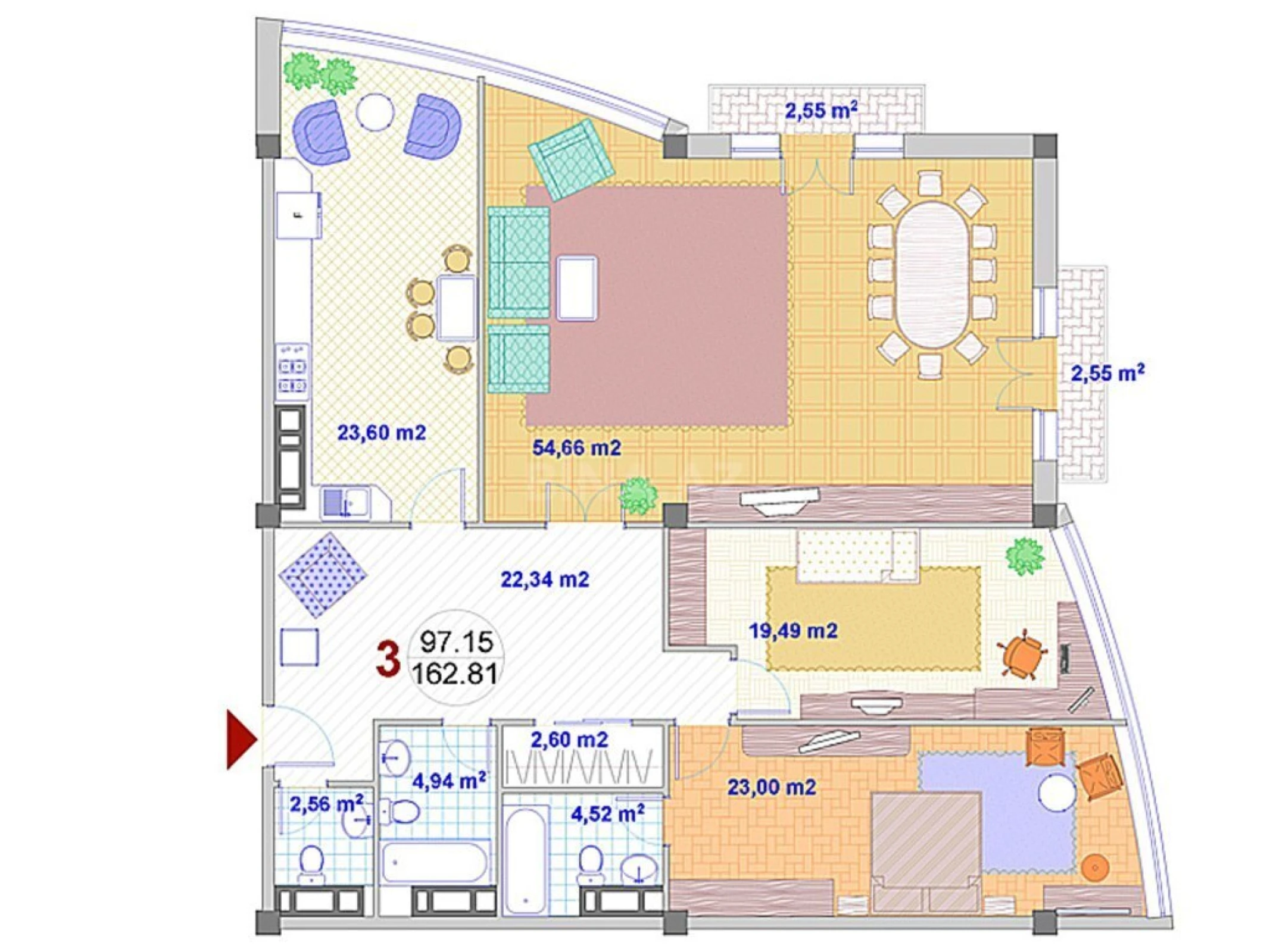 Satılır 3 otaqlı mənzil 159 m²