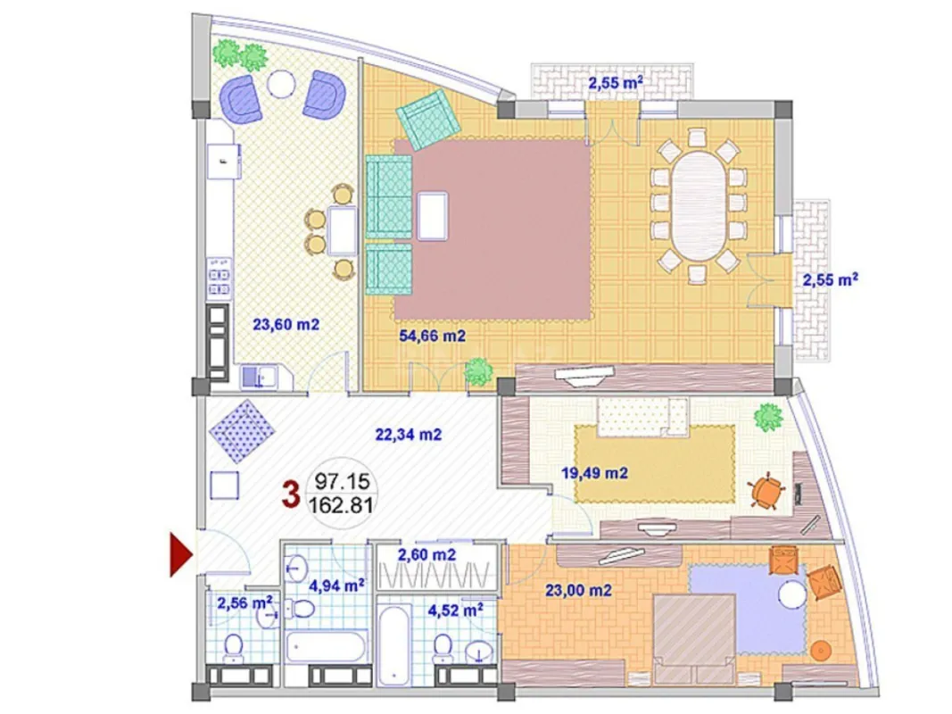 Satılır 3 otaqlı mənzil 159 m²