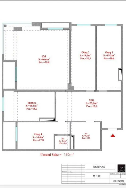 Satılır 4 otaqlı mənzil 203 m²