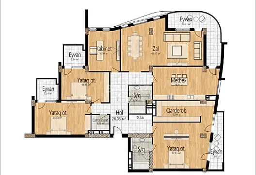 Satılır 5 otaqlı mənzil 303 m²