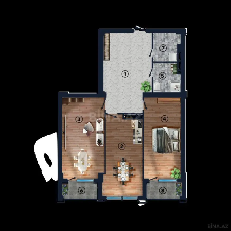 Satılır 2 otaqlı mənzil 117 m²