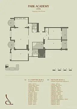 Satılır 4 otaqlı mənzil 199 m²