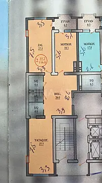 Satılır 2 otaqlı mənzil 117 m²