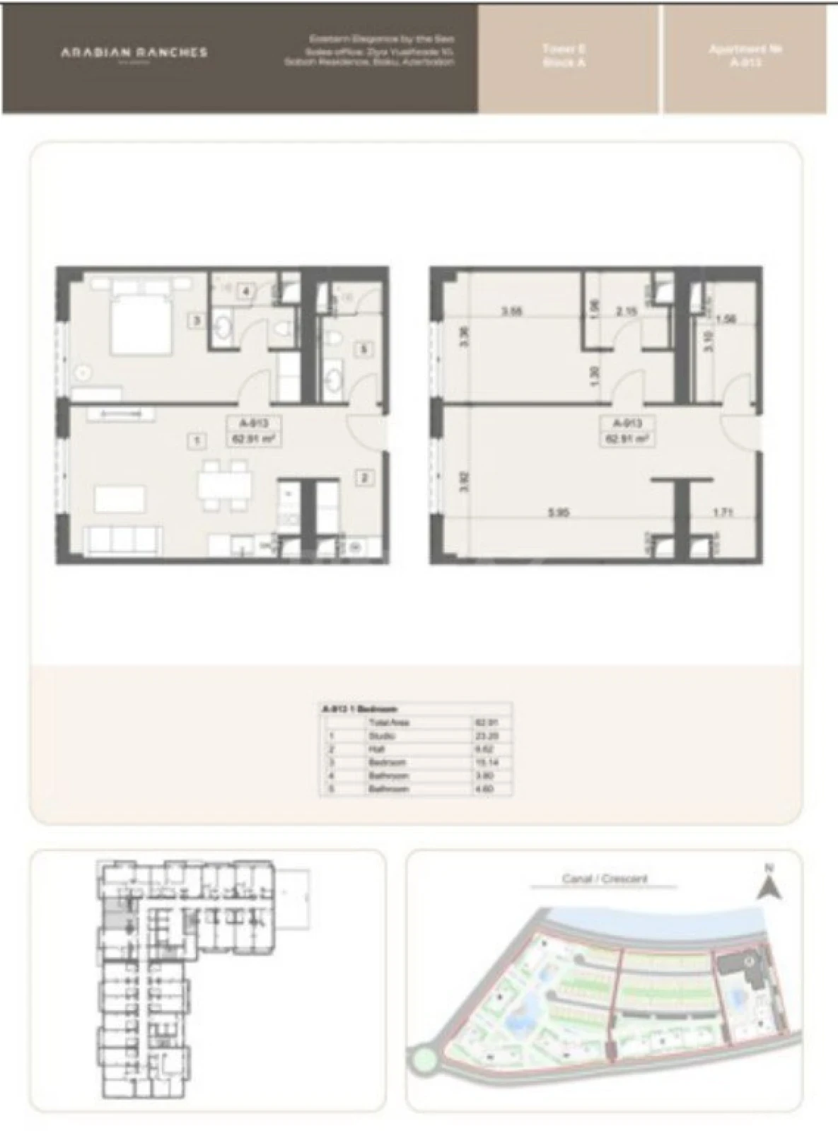 Satılır 2 otaqlı mənzil 62 m²