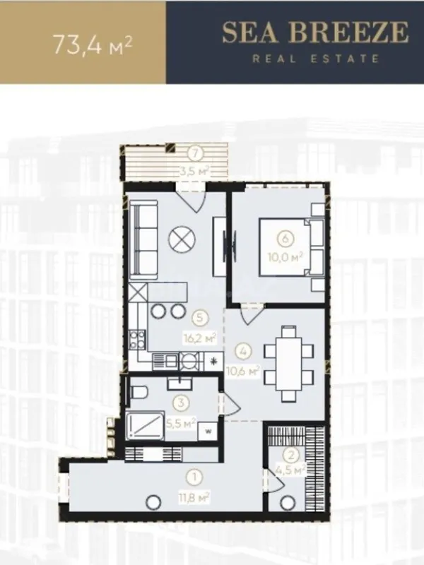 Satılır 2 otaqlı mənzil 74 m²