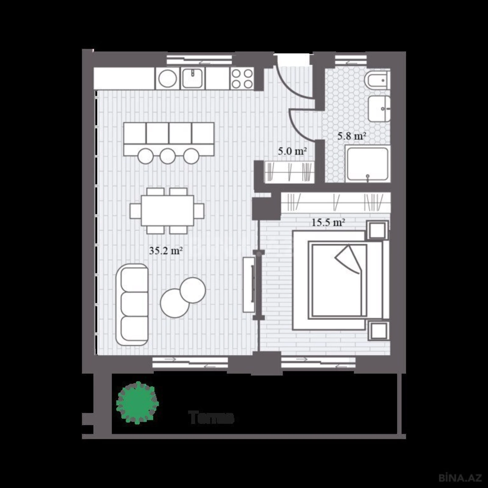 Satılır 2 otaqlı mənzil 85.4 m²