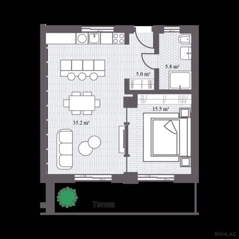 Satılır 2 otaqlı mənzil 85.4 m²
