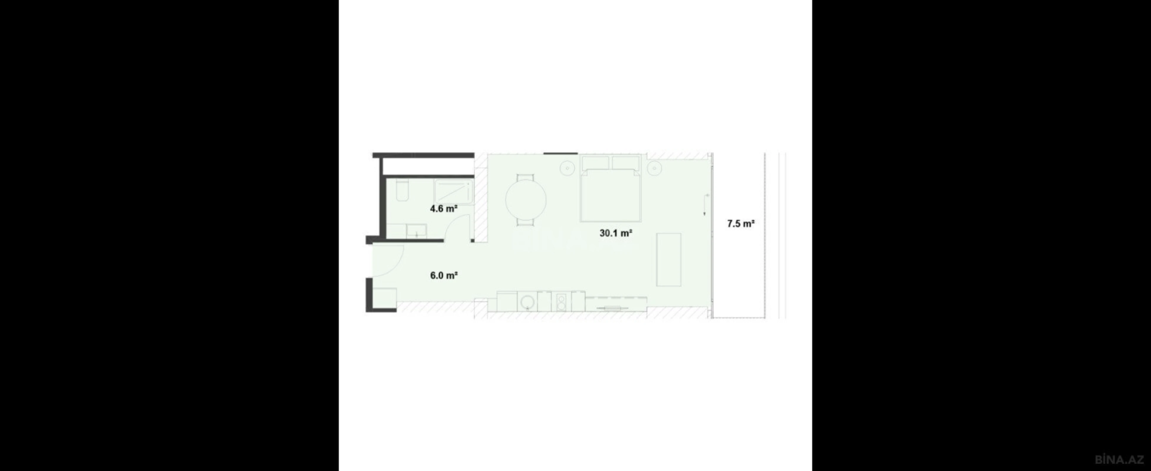 Satılır 1 otaqlı mənzil 56.7 m²
