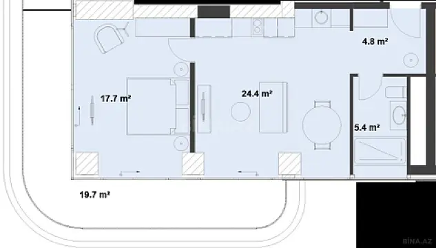 Satılır 2 otaqlı mənzil 81.5 m²
