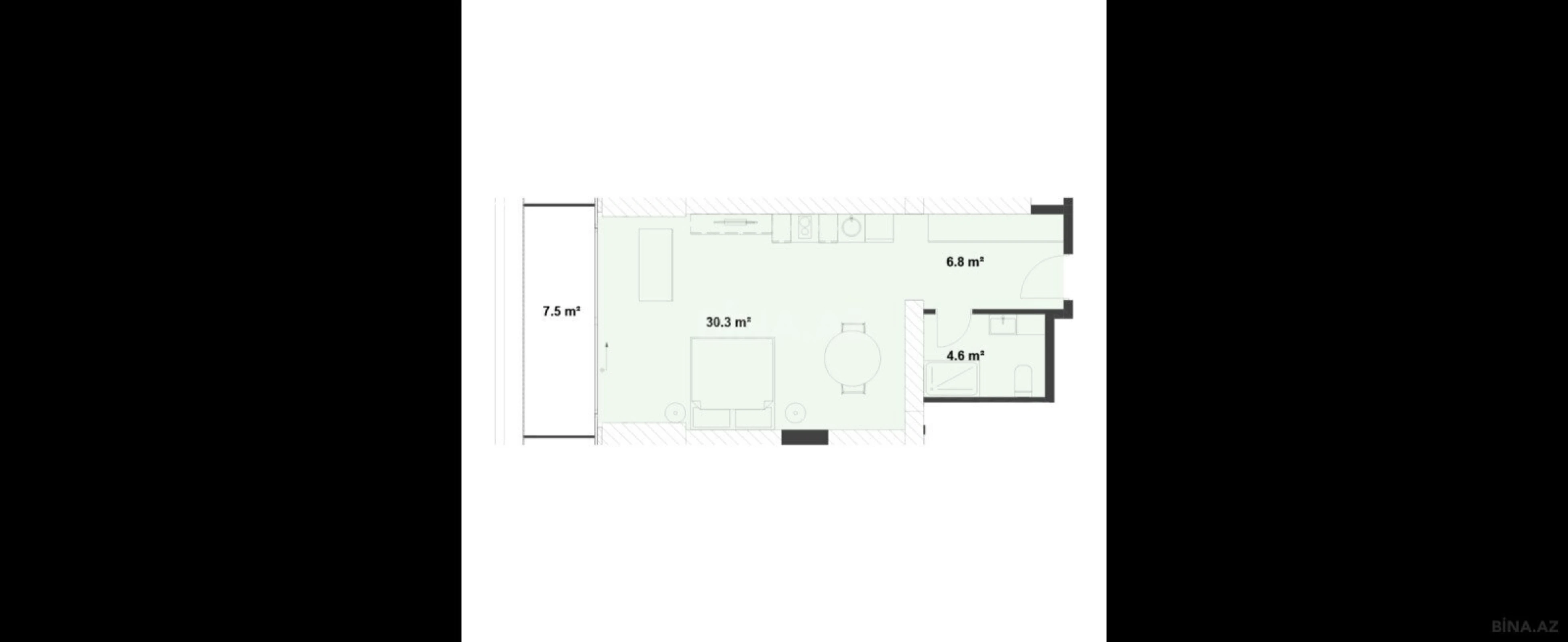 Satılır 1 otaqlı mənzil 57.7 m²