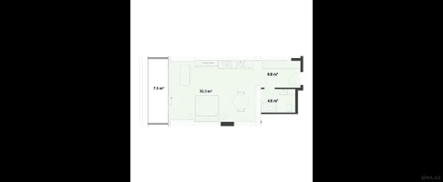 Satılır 1 otaqlı mənzil 57.7 m²