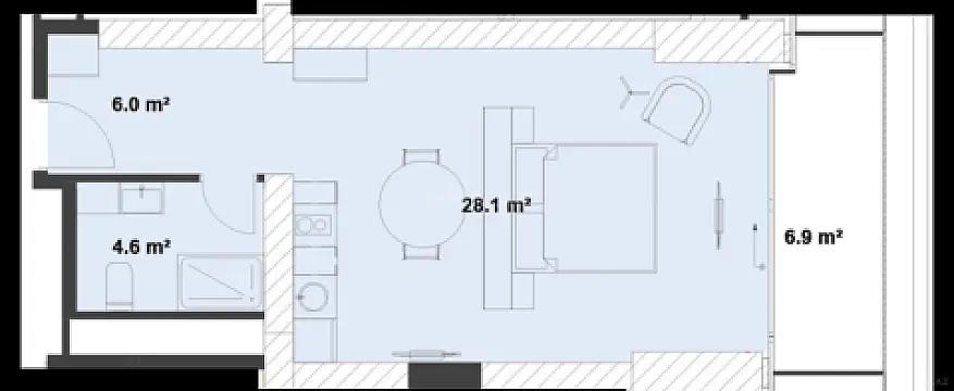 Satılır 1 otaqlı mənzil 56.3 m²
