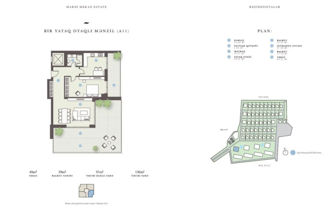 Satılır 1 otaqlı mənzil 136 m²