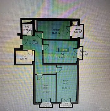 Satılır 3 otaqlı mənzil 110.9 m²