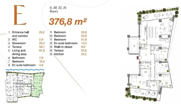 Satılır 4 otaqlı mənzil 377 m²