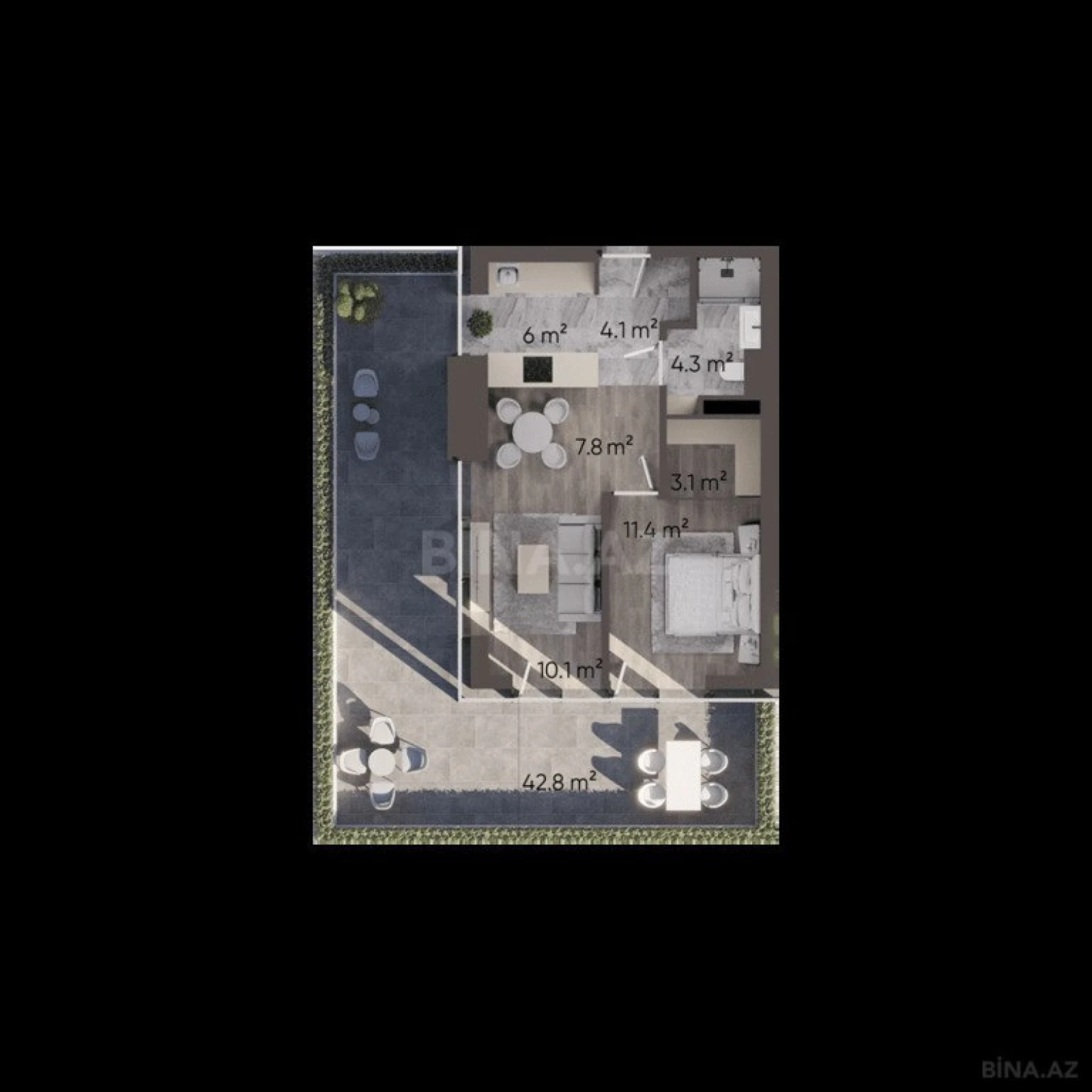 Satılır 2 otaqlı mənzil 103 m²