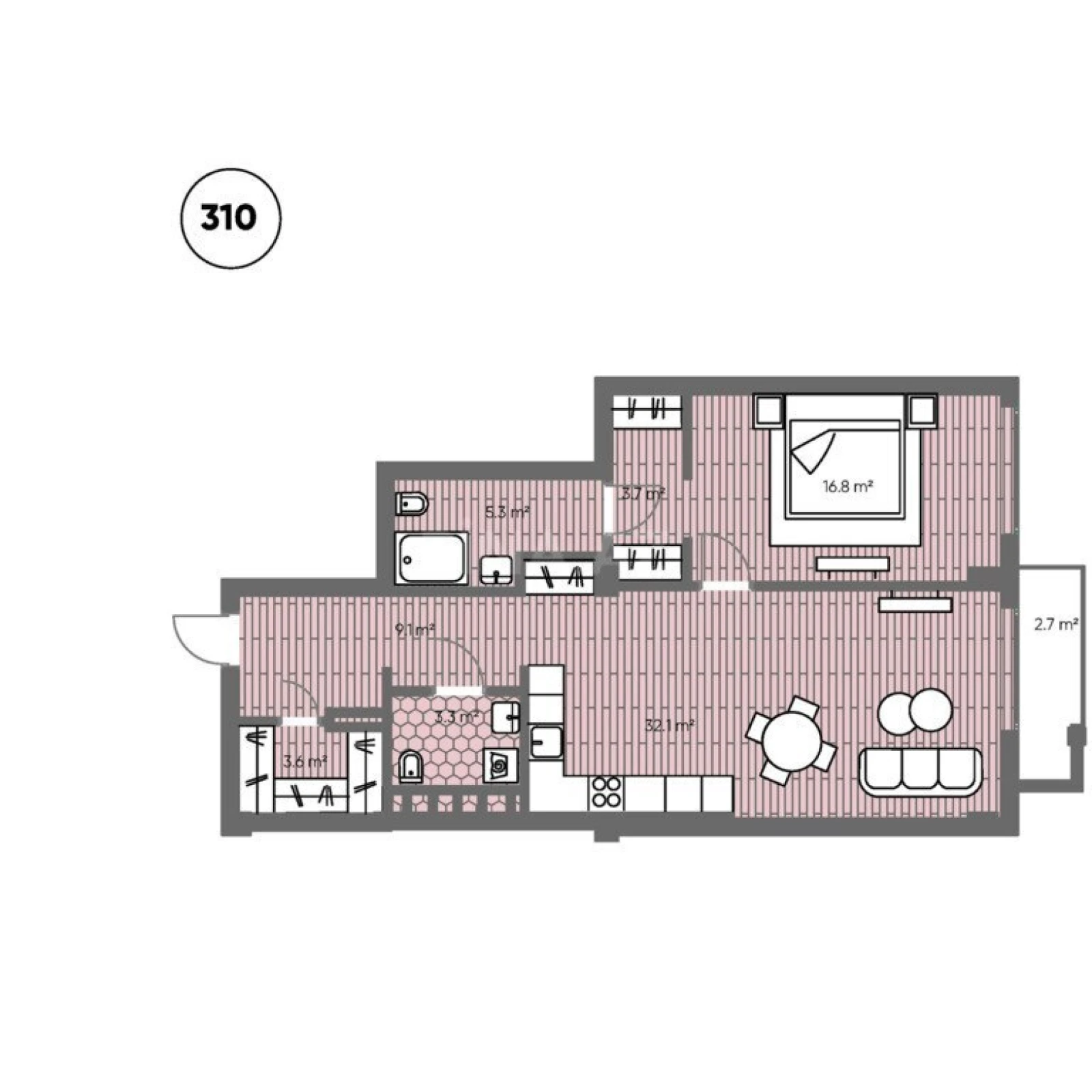 Satılır 2 otaqlı mənzil 95.5 m²