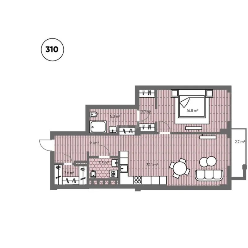 Satılır 2 otaqlı mənzil 95.5 m²