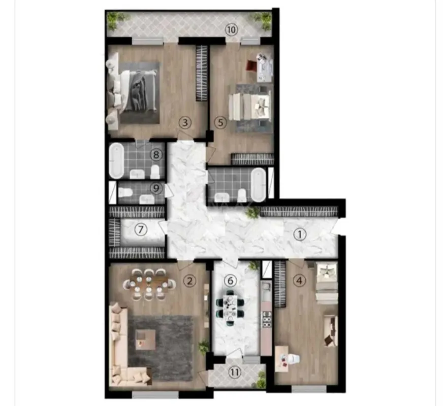 Satılır 4 otaqlı mənzil 182 m²