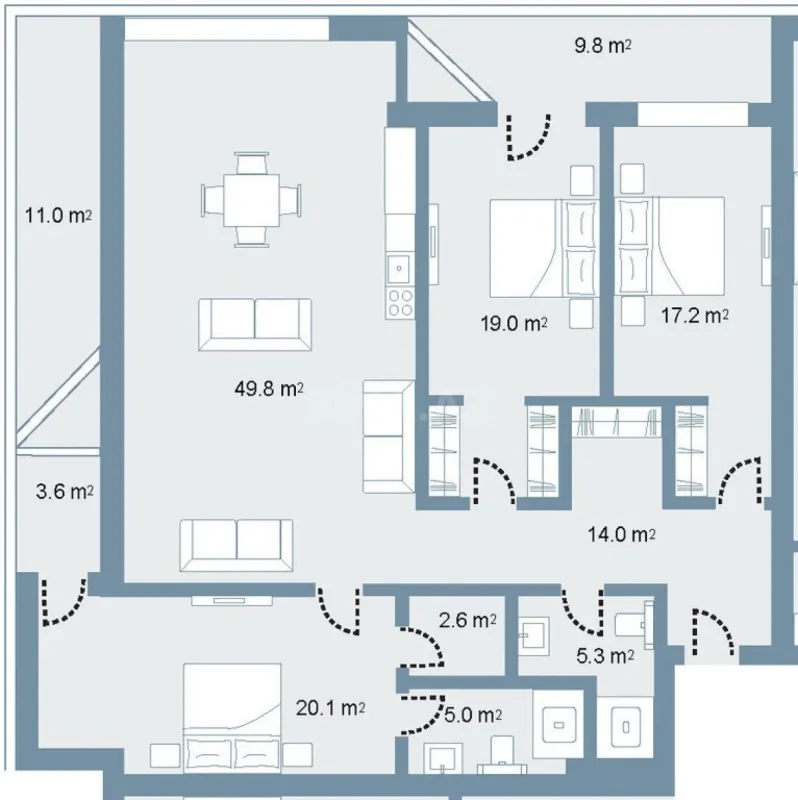 Satılır 4 otaqlı mənzil 182.1 m²