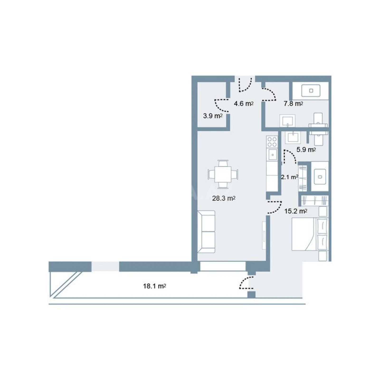 Satılır 2 otaqlı mənzil 101.5 m²