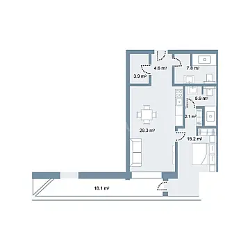 Satılır 2 otaqlı mənzil 101.5 m²