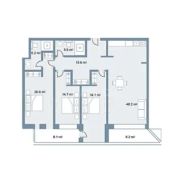 Satılır 4 otaqlı mənzil 158.6 m²