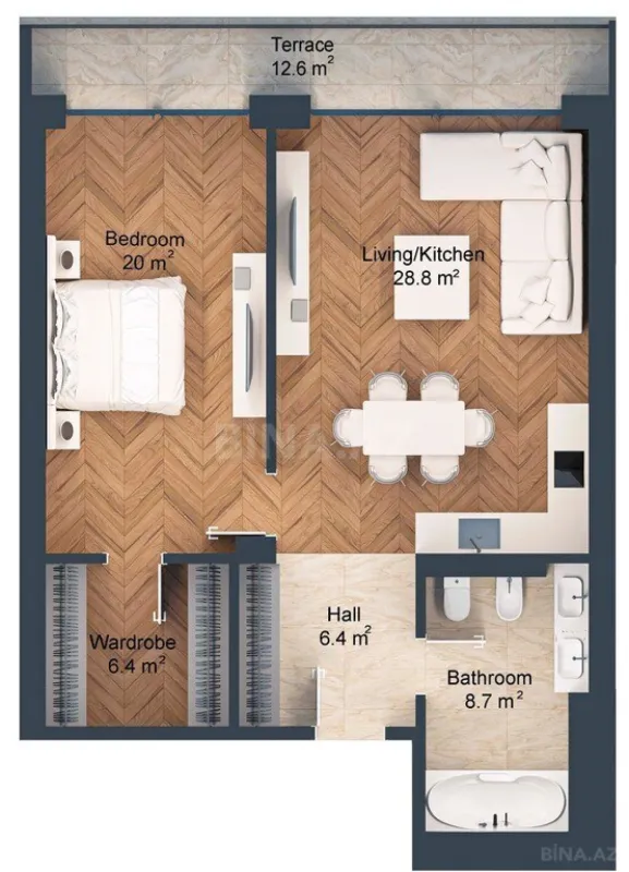 Satılır 2 otaqlı mənzil 98.9 m²