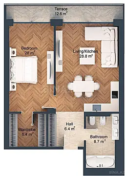 Satılır 2 otaqlı mənzil 98.9 m²