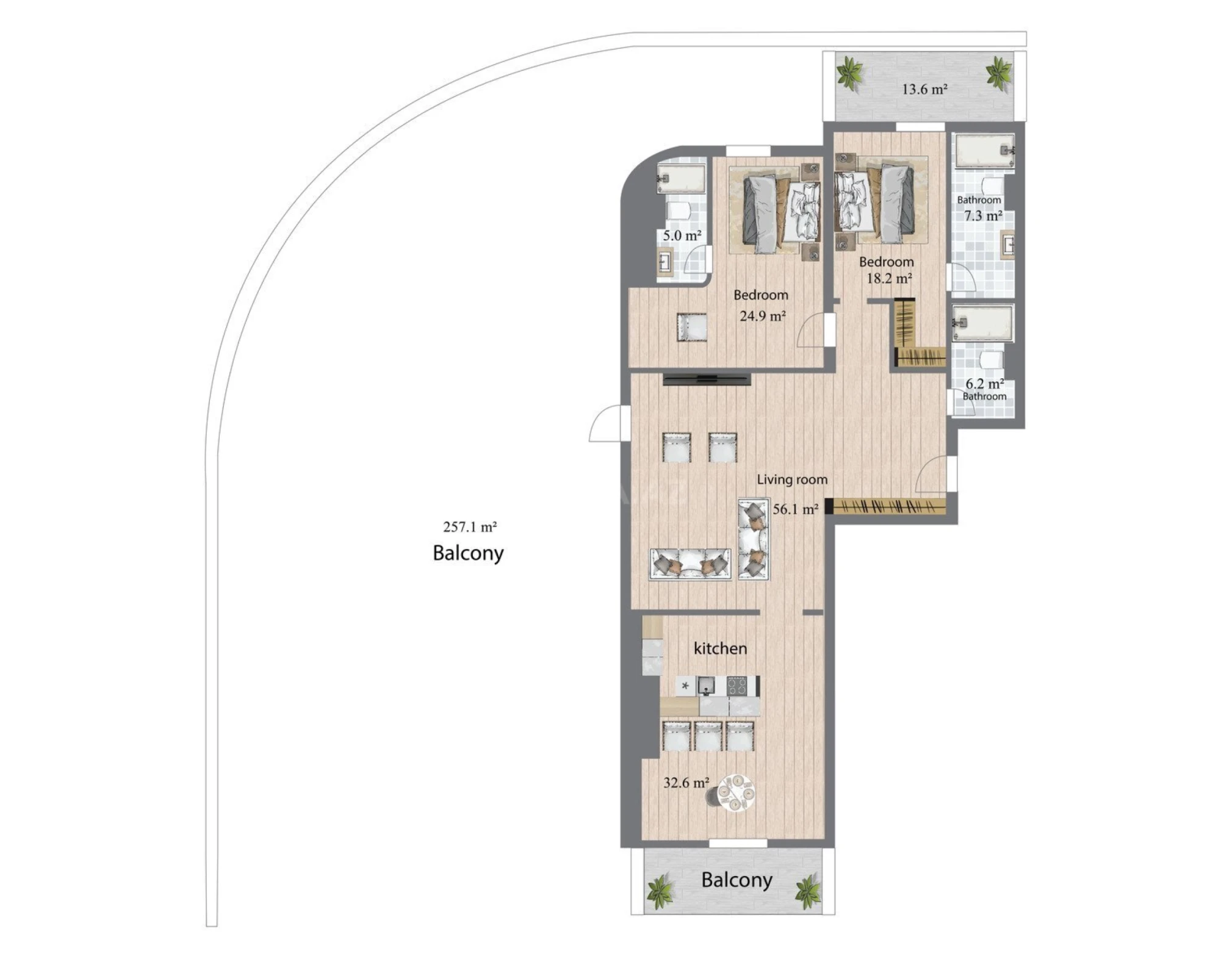 Satılır 3 otaqlı mənzil 456.3 m²