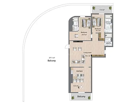 Satılır 3 otaqlı mənzil 456.3 m²