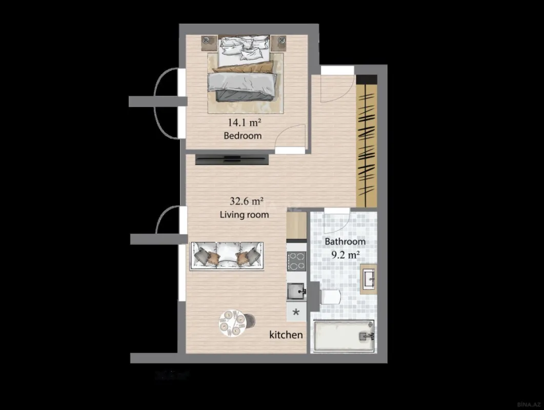 Satılır 2 otaqlı mənzil 111.1 m²