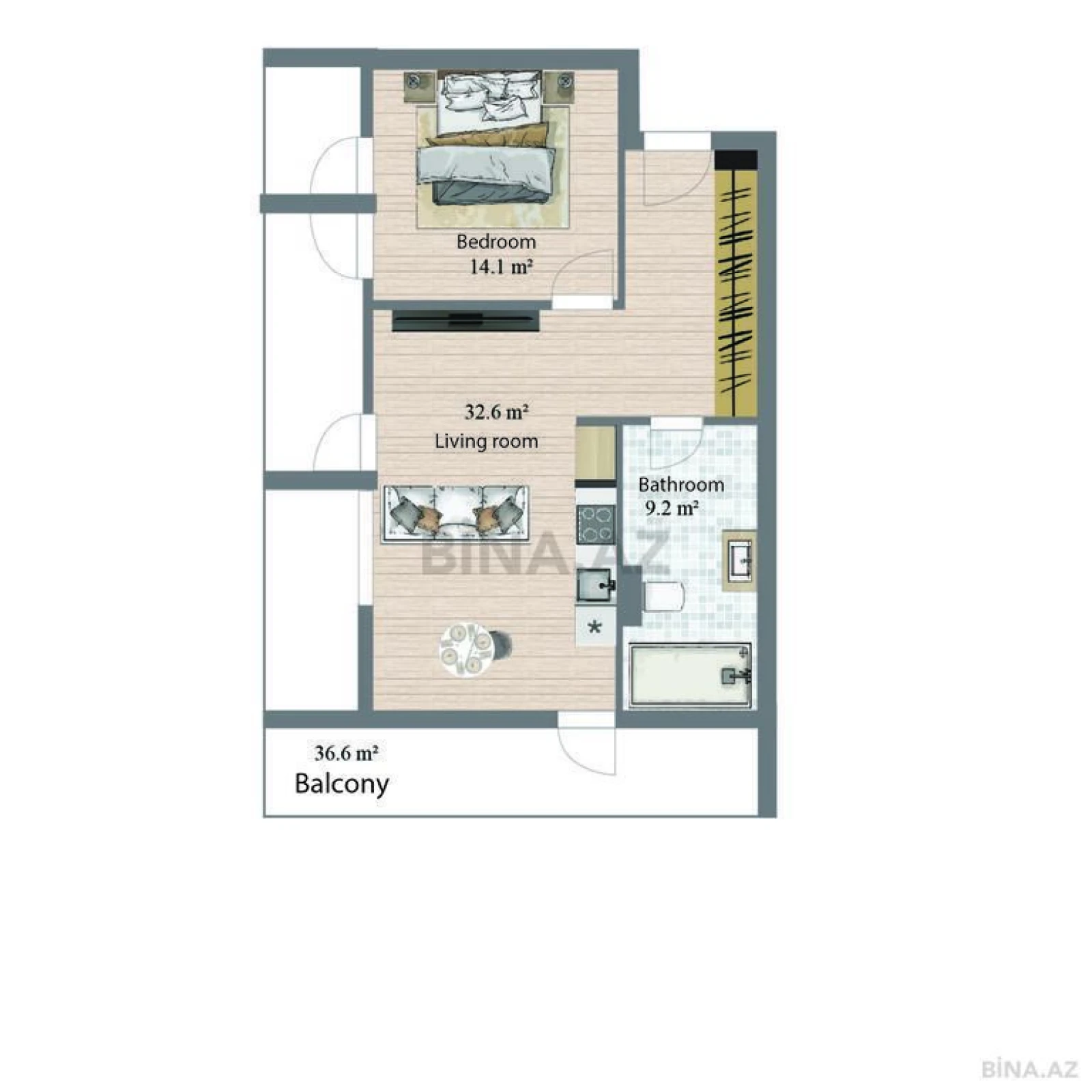 Satılır 2 otaqlı mənzil 111.1 m²