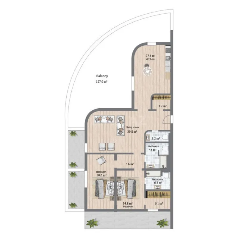 Satılır 3 otaqlı mənzil 290.8 m²