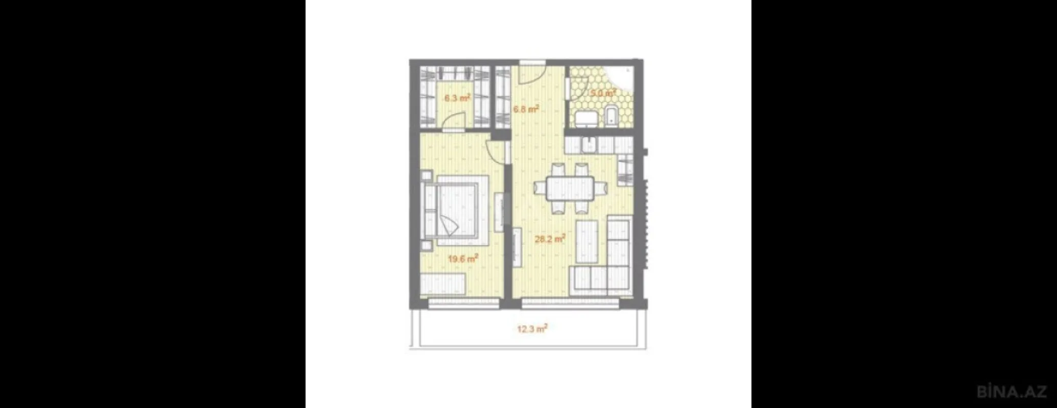 Satılır 2 otaqlı mənzil 94.9 m²