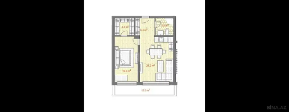 Satılır 2 otaqlı mənzil 94.9 m²