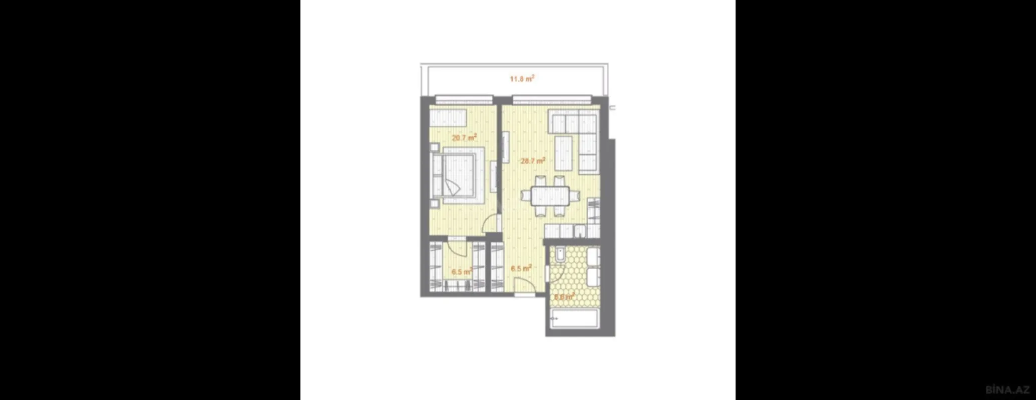 Satılır 2 otaqlı mənzil 101.4 m²