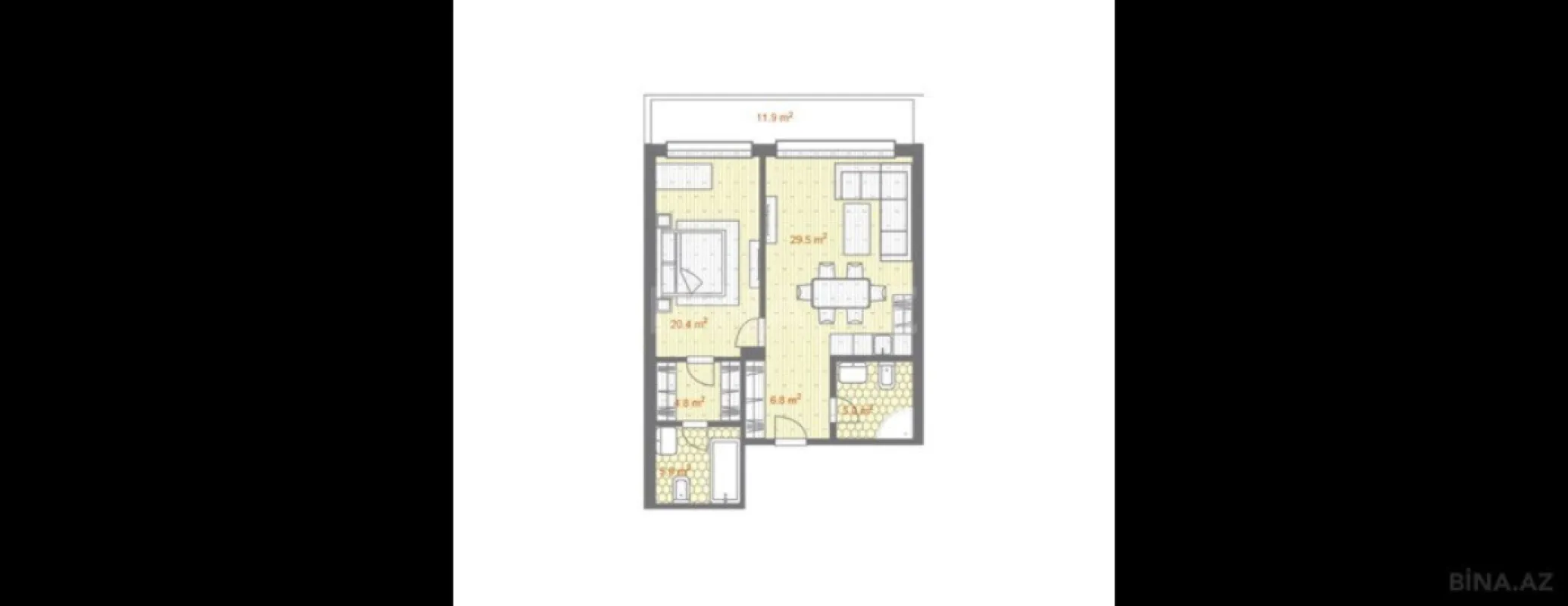 Satılır 2 otaqlı mənzil 99.9 m²