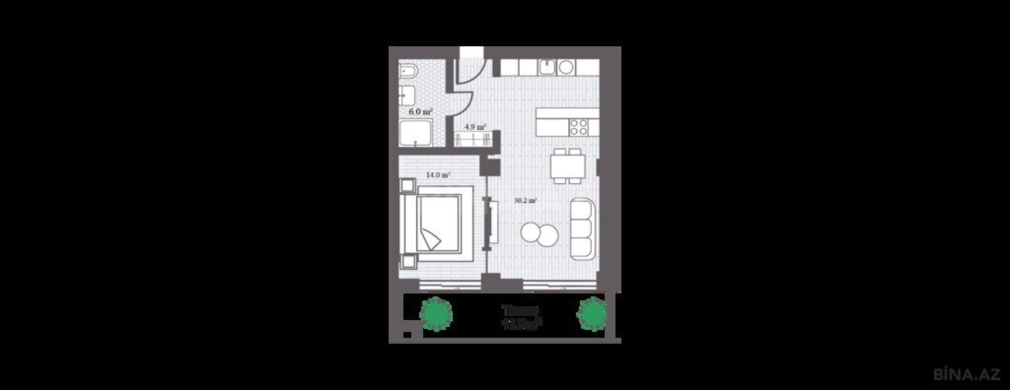Satılır 2 otaqlı mənzil 78.4 m²