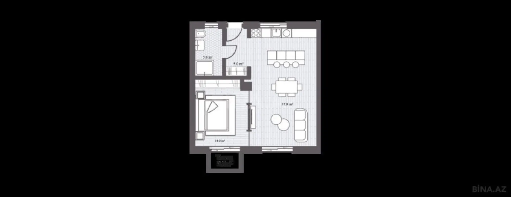 Satılır 2 otaqlı mənzil 74 m²