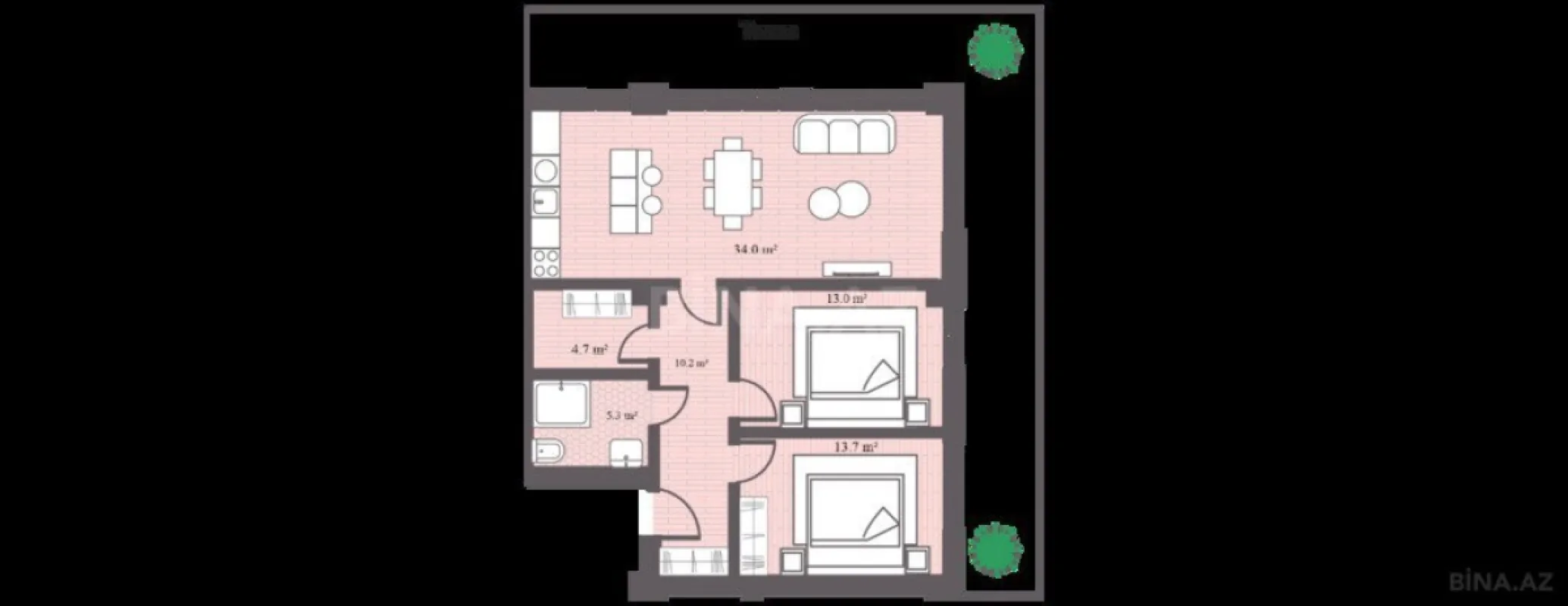 Satılır 3 otaqlı mənzil 133.7 m²