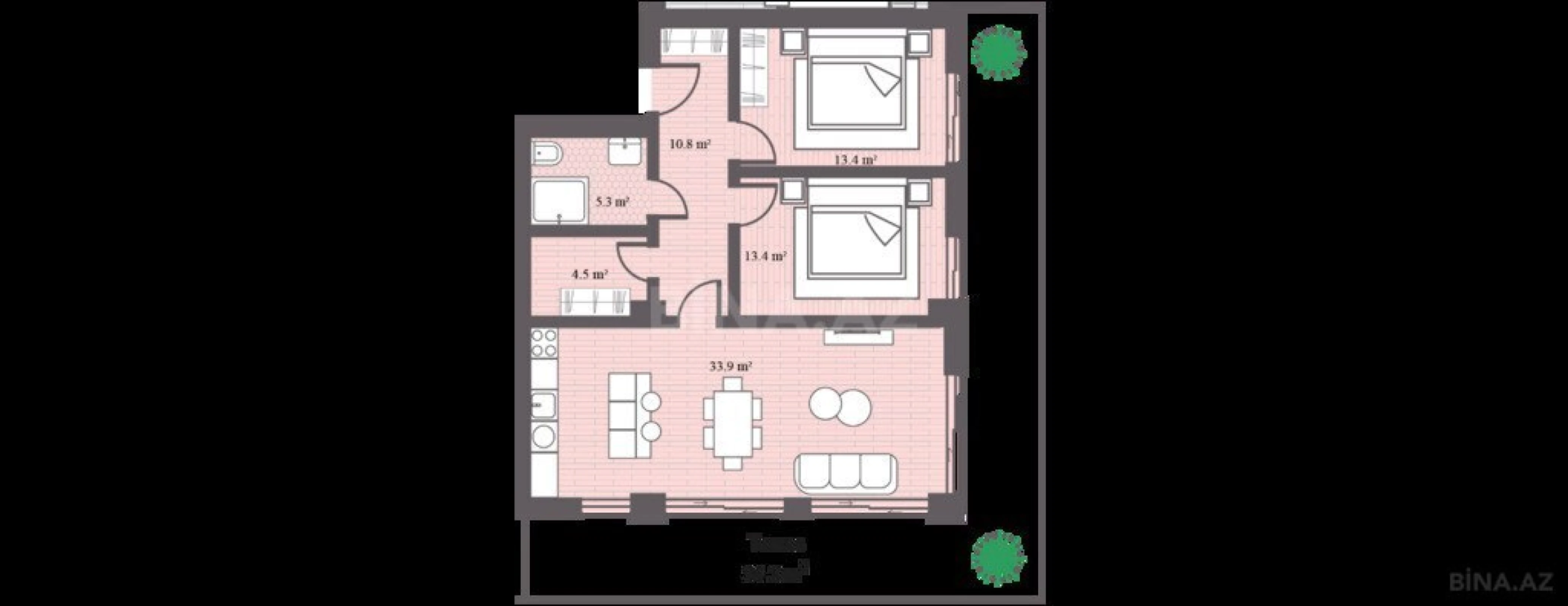 Satılır 3 otaqlı mənzil 131.2 m²