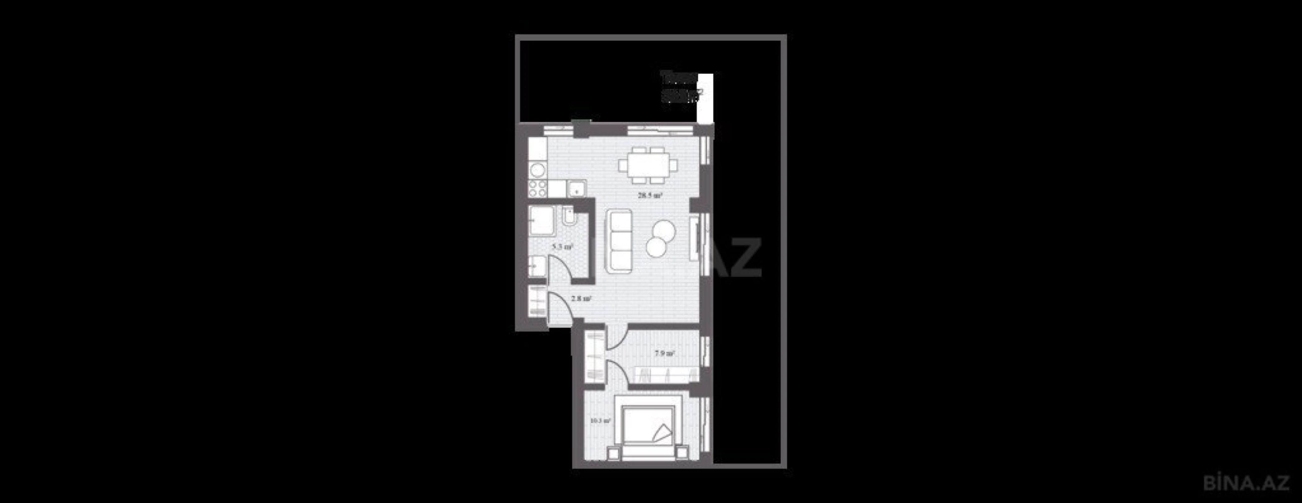 Satılır 2 otaqlı mənzil 126.4 m²